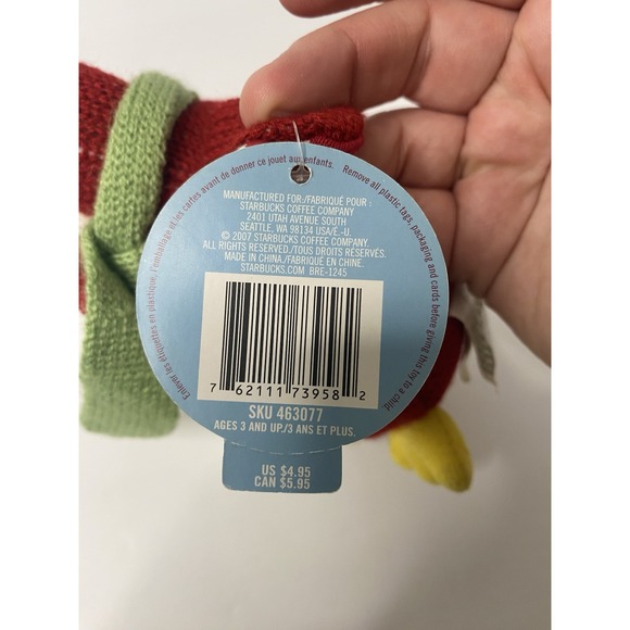 Starbucks Red Penguin Knit Plush 6" 2007 Holiday Christmas Stuffed Winter Animal - Picture 5 of 7